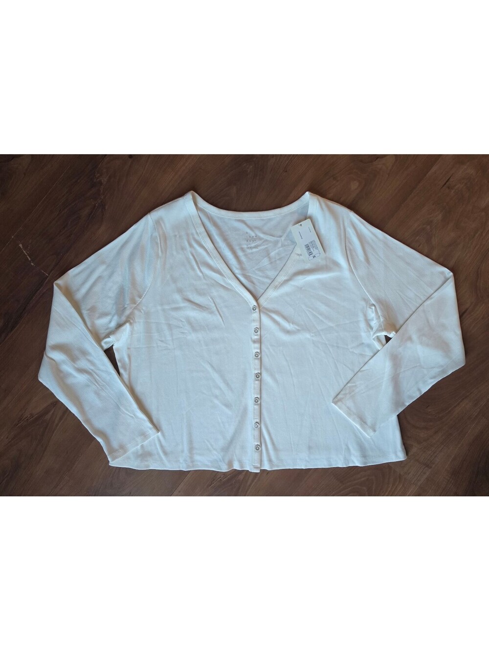NWT A New Day Women’s White Ribbed Button-Up Cardigan Sweater - Size 2X